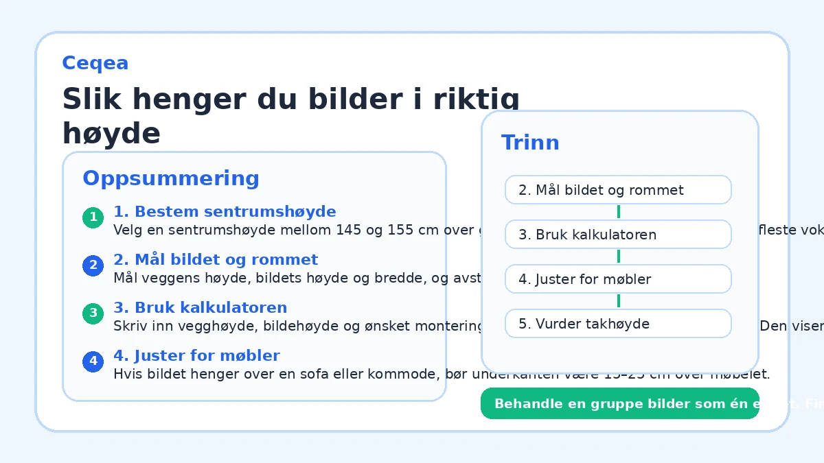 Slik henger du bilder i riktig høyde