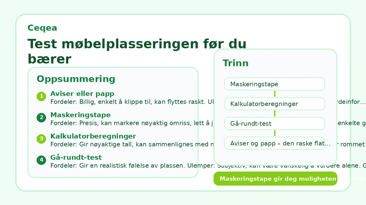 Test møbelplasseringen før du bærer